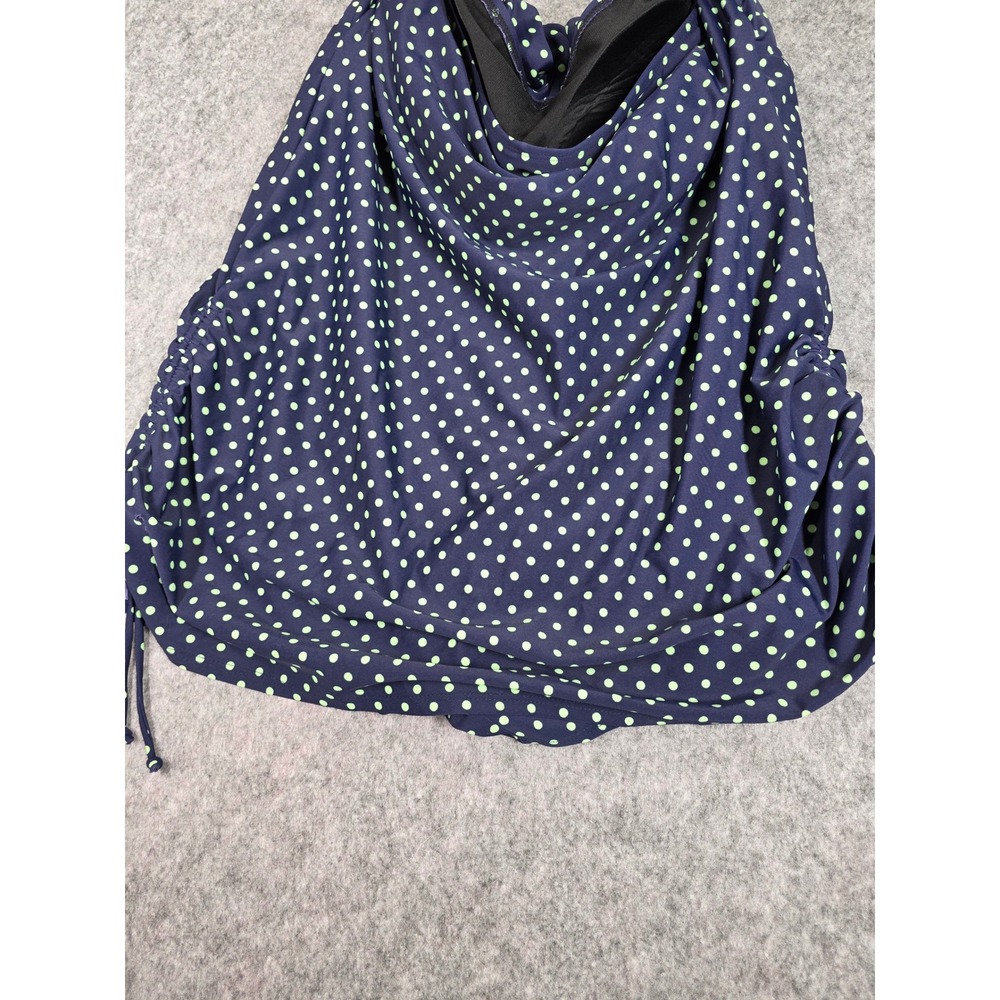 Swimsuits For All One Piece Halter Swimdress Navy Polka Dot Ruched Swimwear 24 - Picture 5 of 10